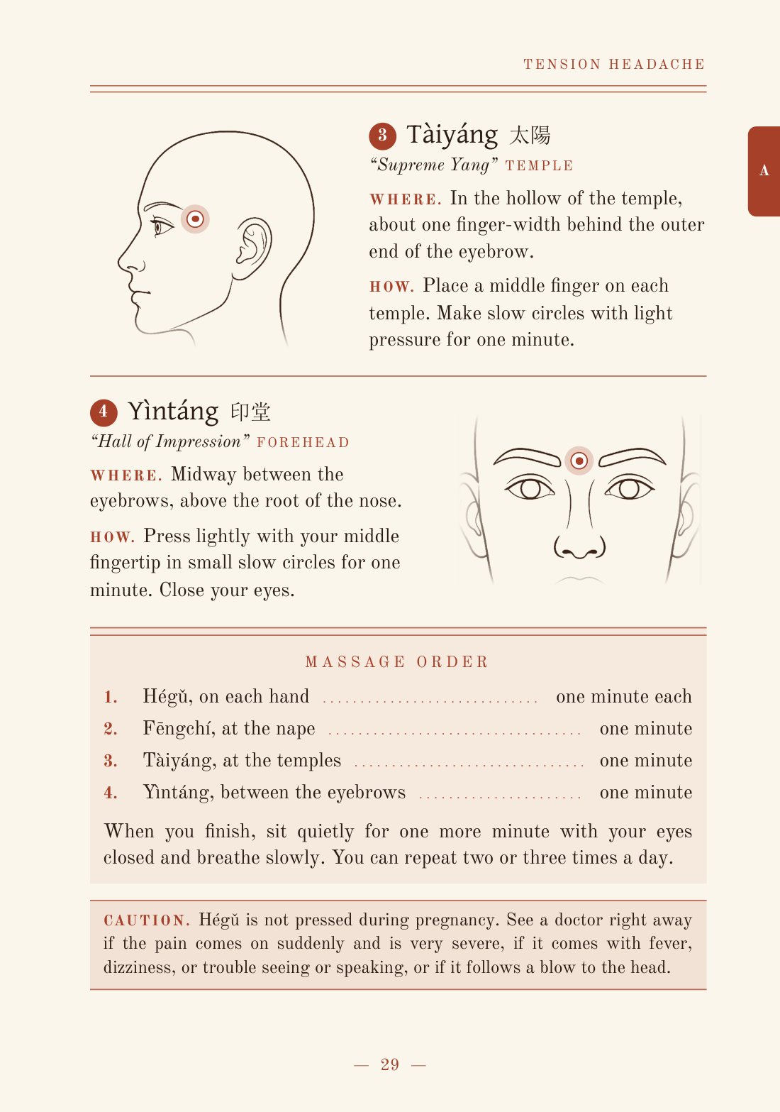 Page 29: tension headache, massage order